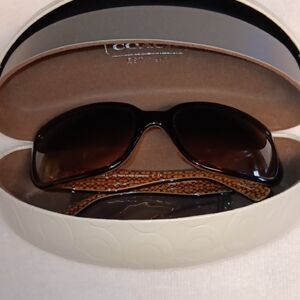 COACH Brown Gradient Lens Sunglasses with Signature Print Temples
